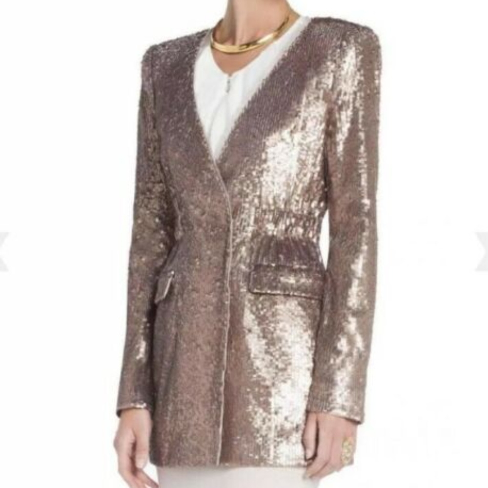 💋 Bcbgmaxazria Haden Jacket Blazer Sequin M New RARE 💋 - Picture 1 of 7